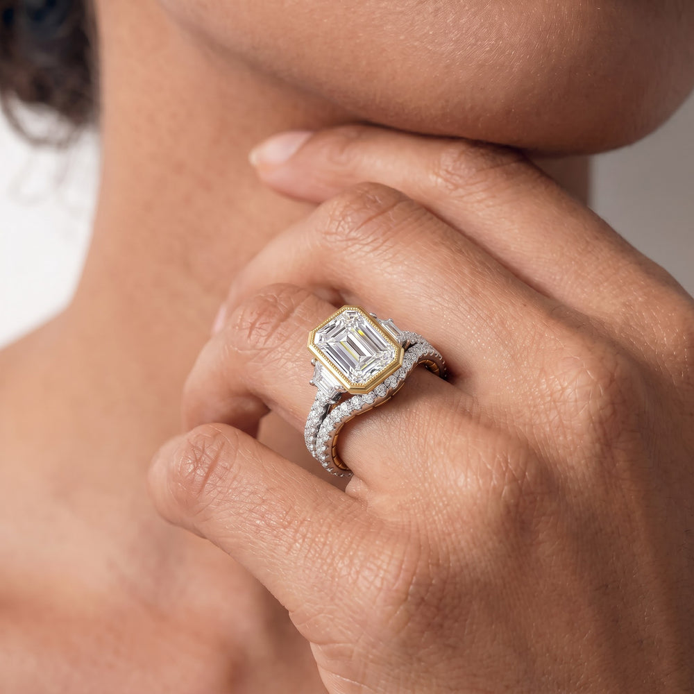 The Rosette Diamond Wedding Band with 18KT White & Rose Gold Cut Diamond in 14KT White & Rose Gold view 3
