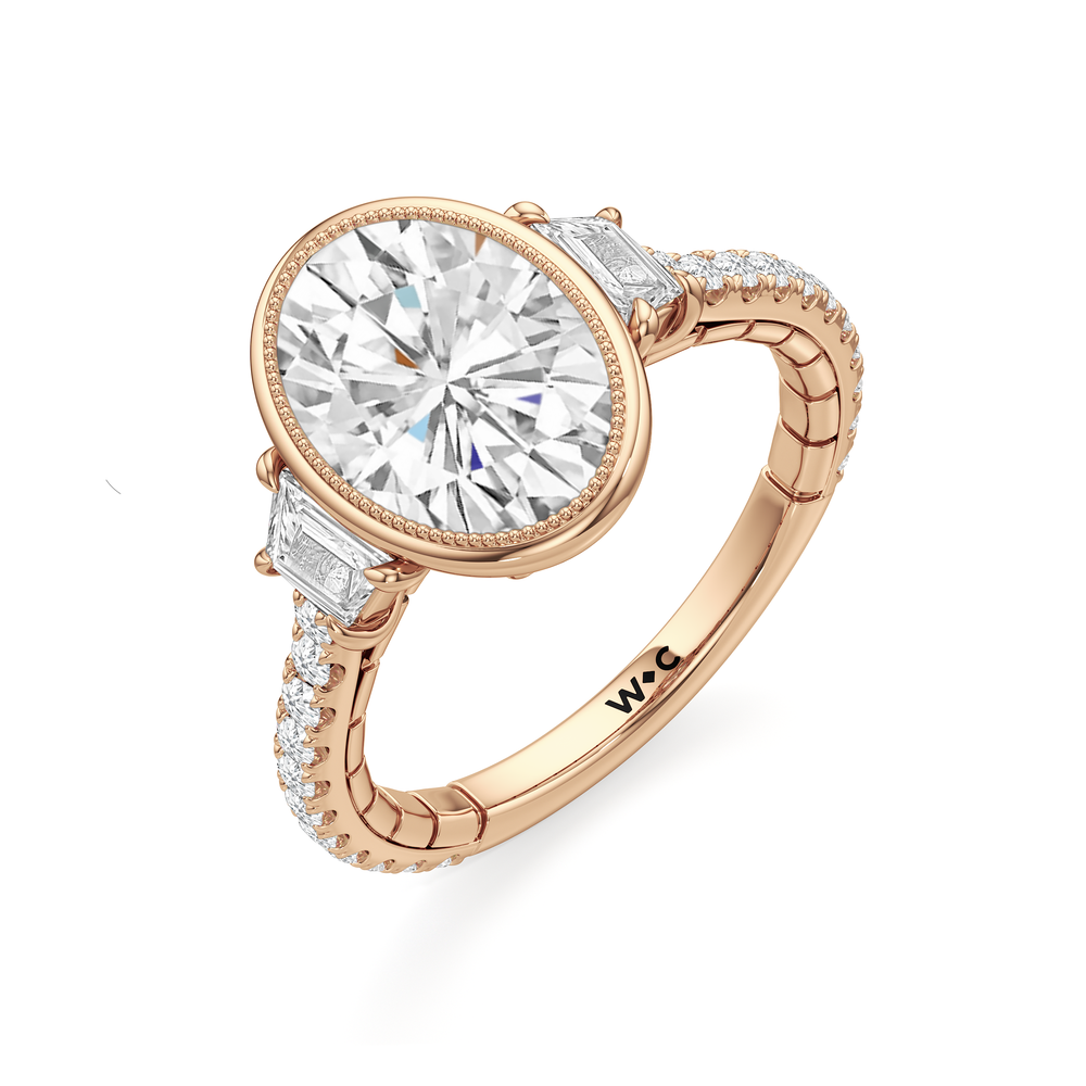 The Rosette Ring with Oval Cut Diamond in 14KT Rose Gold view 4
