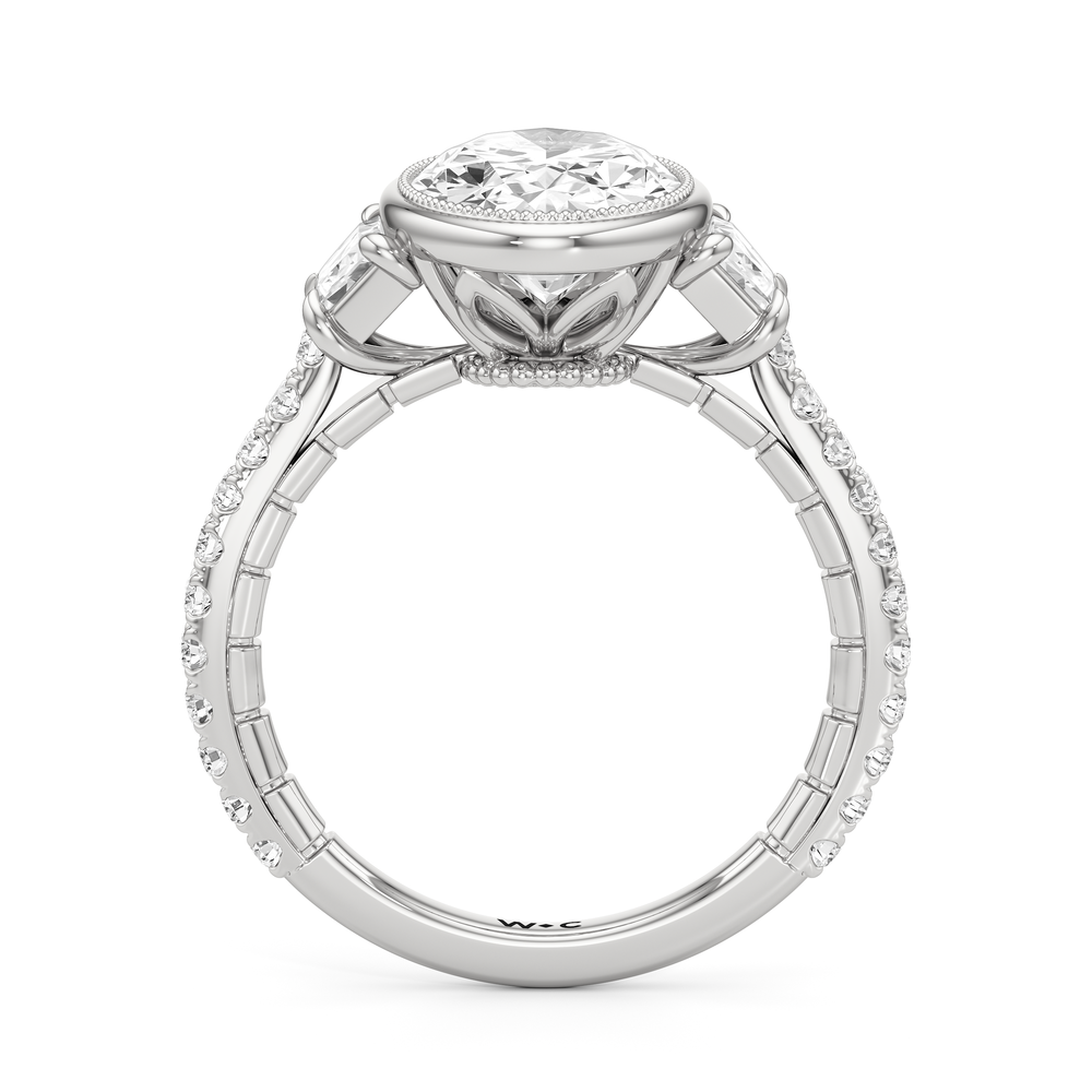 The Rosette Ring with Oval Cut Diamond in 14KT Platinum view 3
