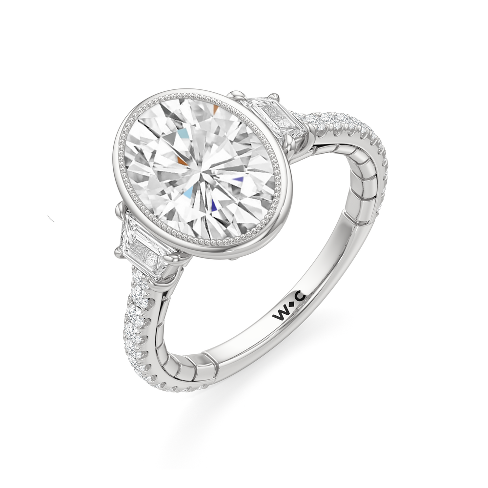 The Rosette Ring with Oval Cut Diamond in 14KT Platinum view 4
