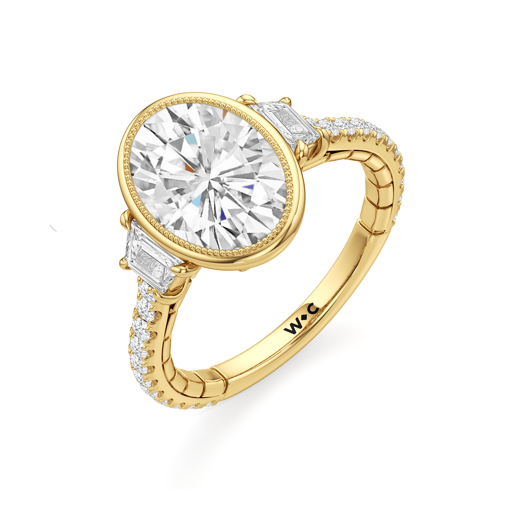The Rosette Ring with Oval Cut Diamond in 14KT Yellow Gold view 4
