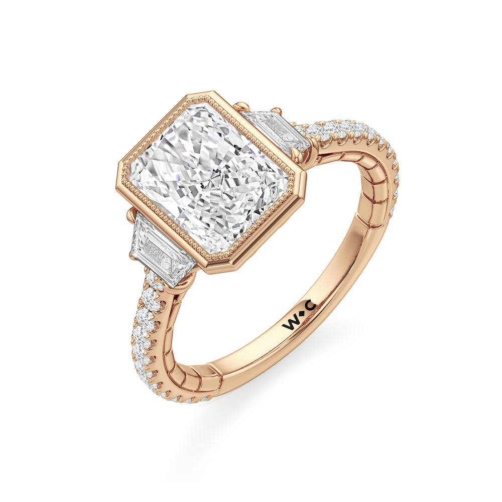 The Rosette Ring with Radiant Cut Diamond in 14KT Rose Gold view 4
