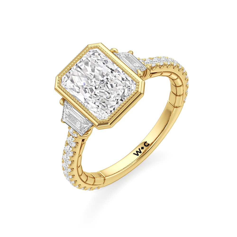 The Rosette Ring with Radiant Cut Diamond in 14KT Yellow Gold view 4
