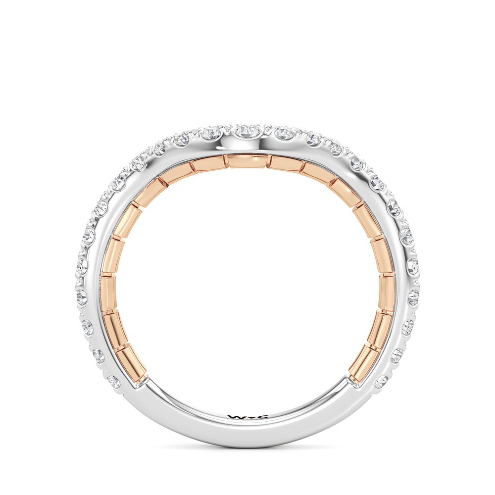 The Cobblestone Diamond Wedding Band with 18KT White & Rose Gold Cut Diamond in 14KT White & Rose Gold view 2

