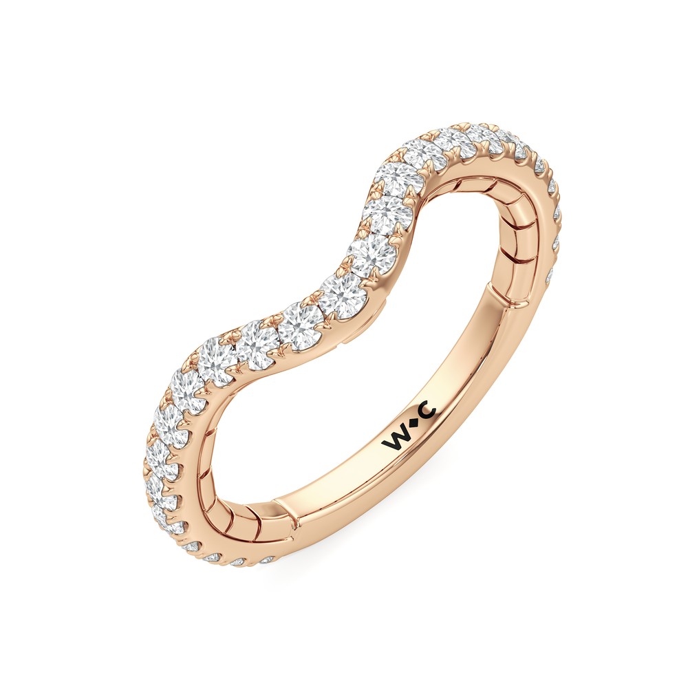The Cobblestone Diamond Wedding Band with 18KT Rose Gold Cut Diamond in 14KT Rose Gold view 3
