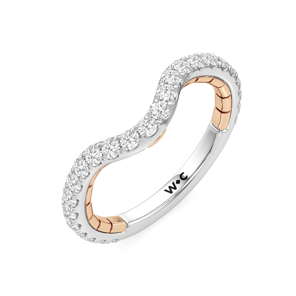 The Cobblestone Diamond Wedding Band with 18KT White & Rose Gold Cut Diamond in 14KT White & Rose Gold view 3
