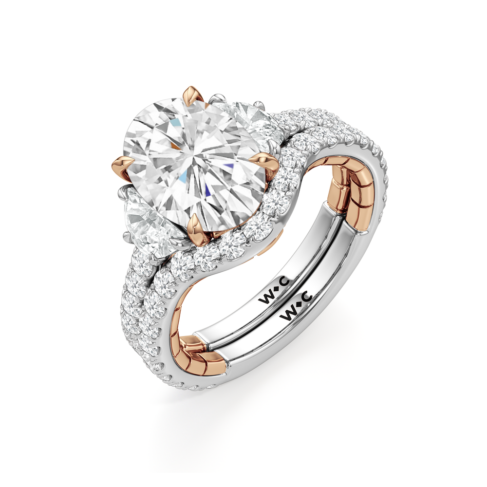 The Cobblestone Diamond Wedding Band with 18KT White & Rose Gold Cut Diamond in 14KT White & Rose Gold view 4
