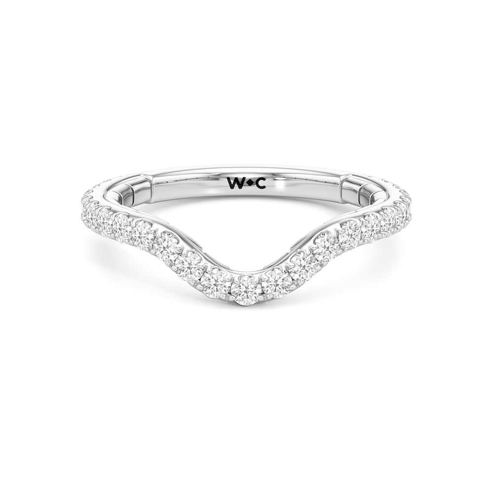 The Cobblestone Diamond Wedding Band with Platinum Cut Diamond in 14KT Platinum view 1
