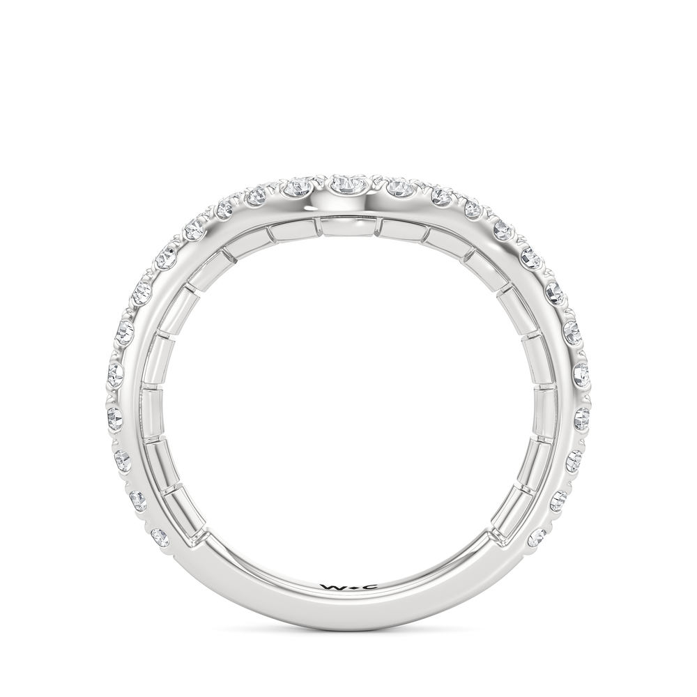 The Cobblestone Diamond Wedding Band with Platinum Cut Diamond in 14KT Platinum view 2
