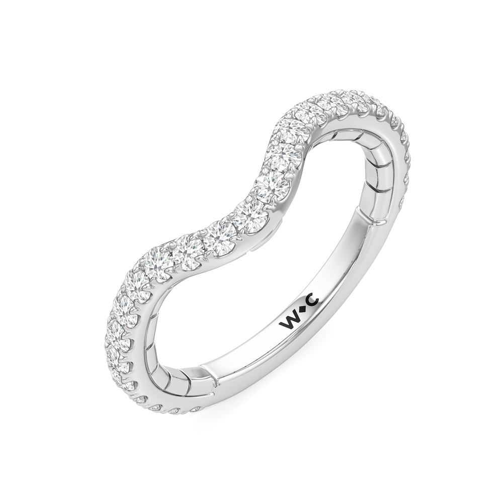 The Cobblestone Diamond Wedding Band with Platinum Cut Diamond in 14KT Platinum view 3
