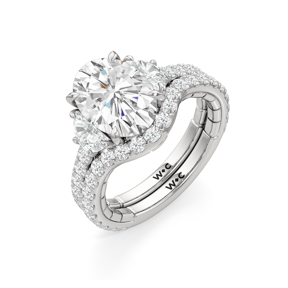 The Cobblestone Ring with Emerald Cut Diamond in 14KT Platinum view 5
