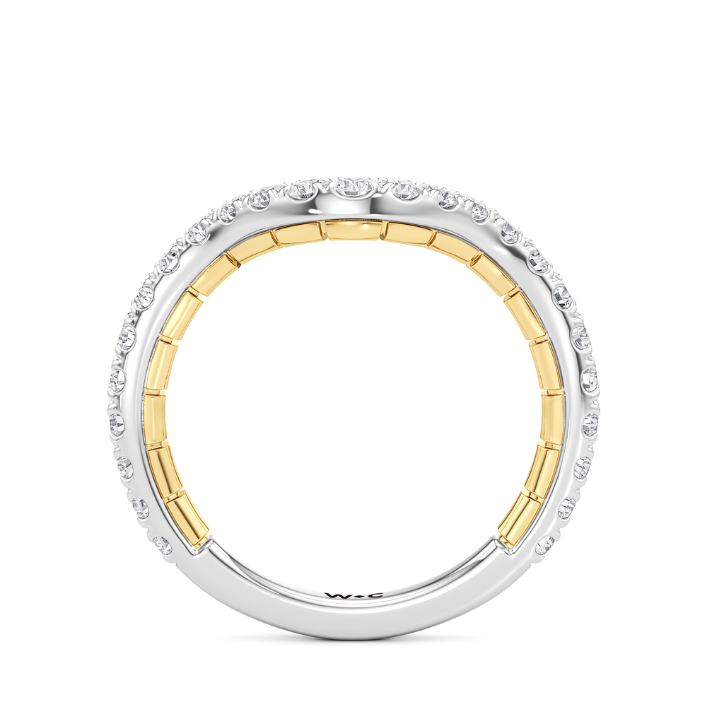 The Cobblestone Diamond Wedding Band with 18KT White & Yellow Gold Cut Diamond in 14KT White & Yellow Gold view 2
