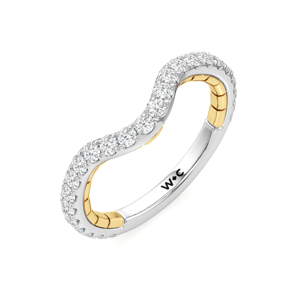 The Cobblestone Diamond Wedding Band with 18KT White & Yellow Gold Cut Diamond in 14KT White & Yellow Gold view 3
