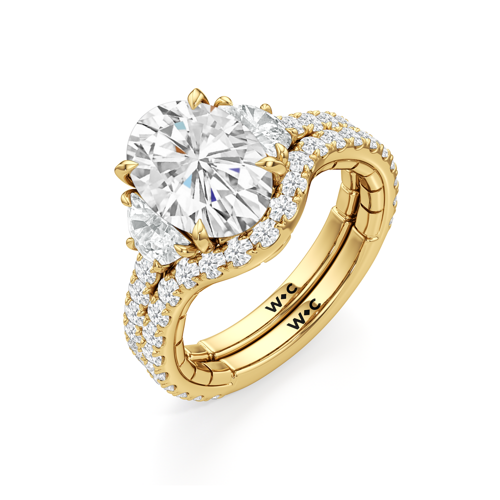 The Cobblestone Diamond Wedding Band with 18KT Yellow Gold Cut Diamond in 14KT Yellow Gold view 4

