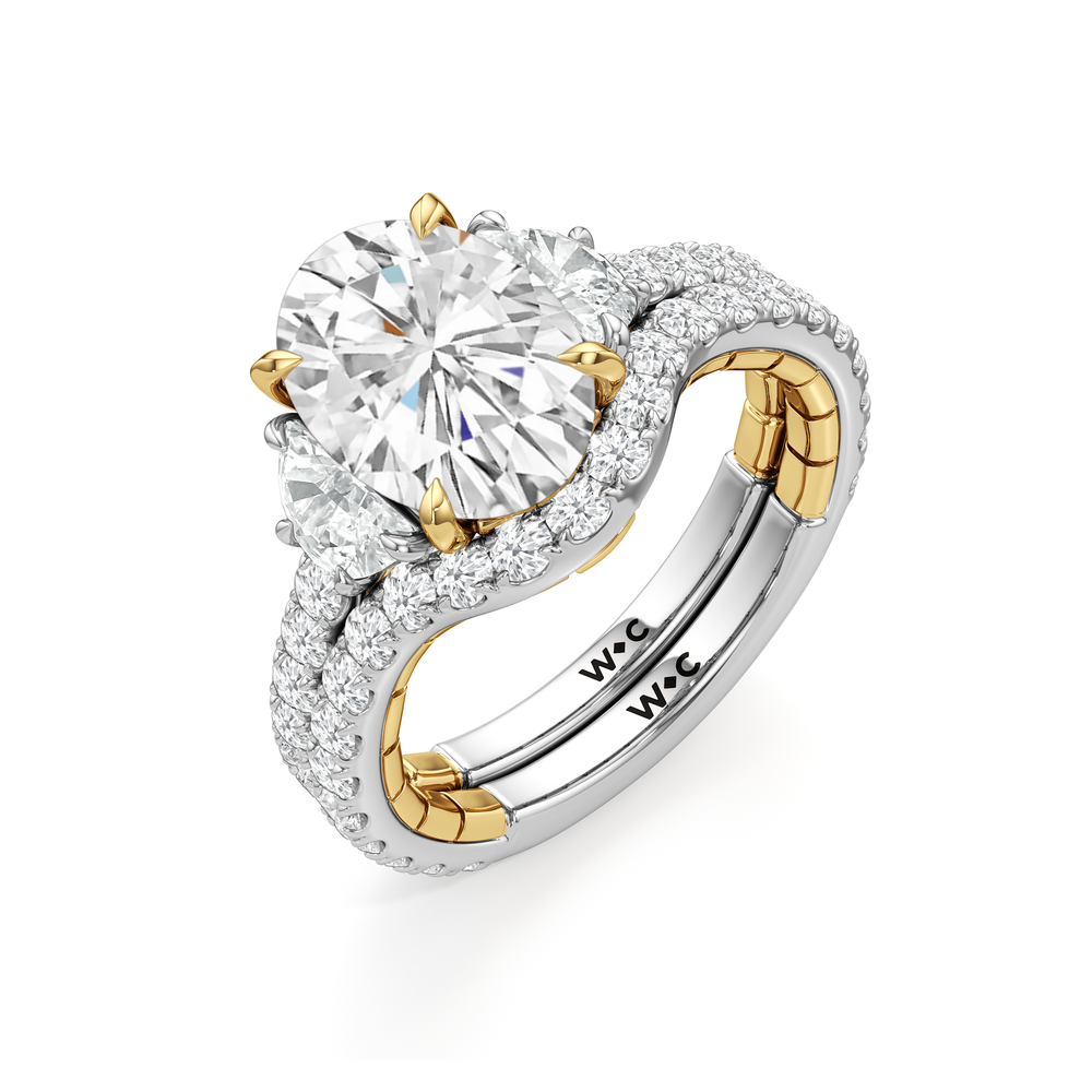 The Cobblestone Ring with Oval Cut Diamond in 14KT White & Yellow Gold view 5
