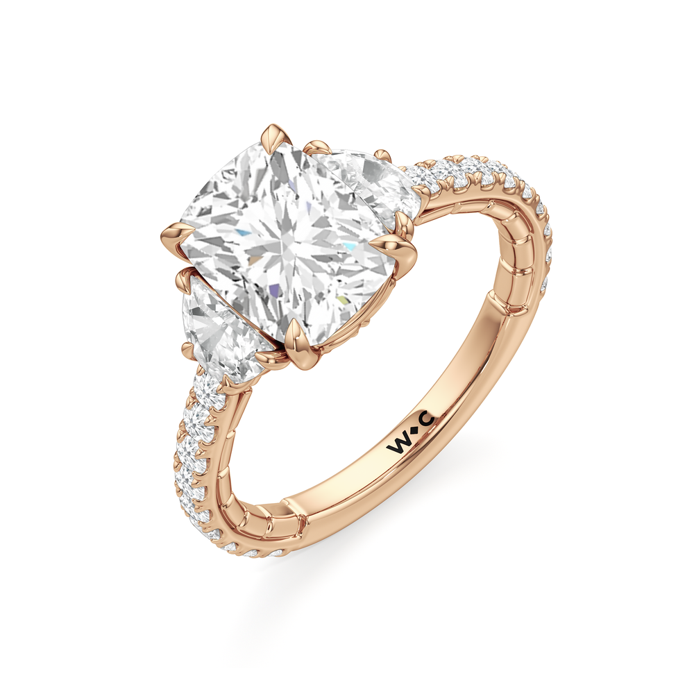 The Cobblestone Ring with Elongated Cushion Cut Diamond in 14KT Rose Gold view 4
