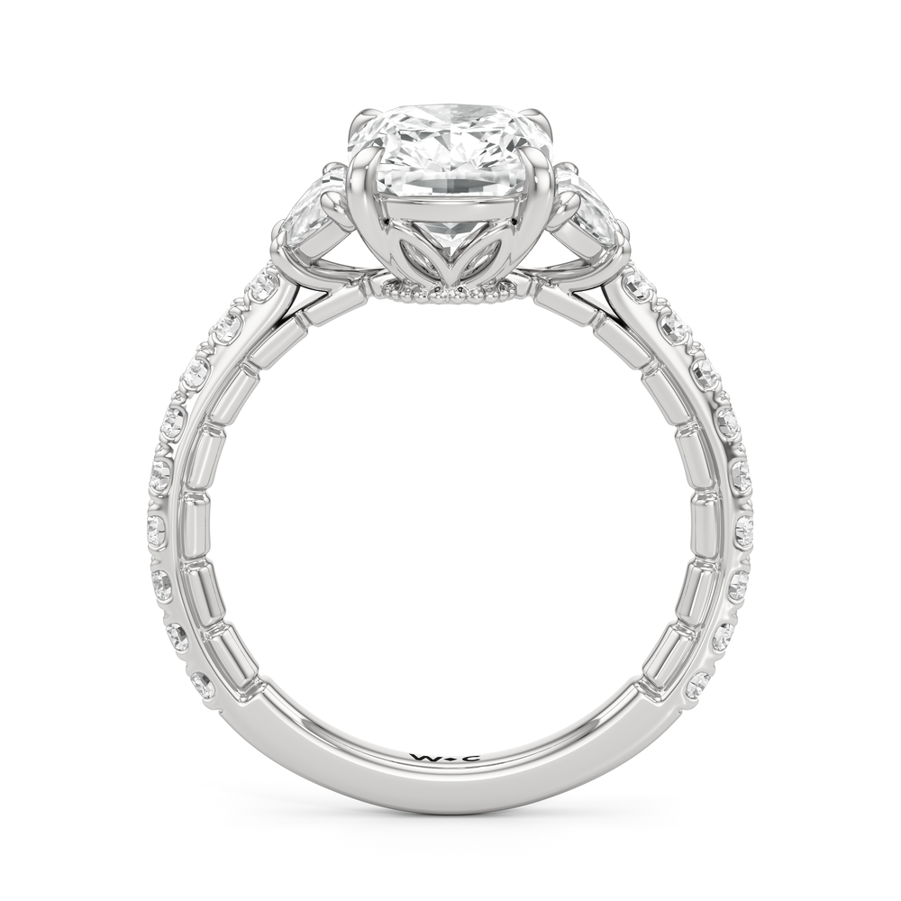 The Cobblestone Ring with Elongated Cushion Cut Diamond in 14KT Platinum view 3
