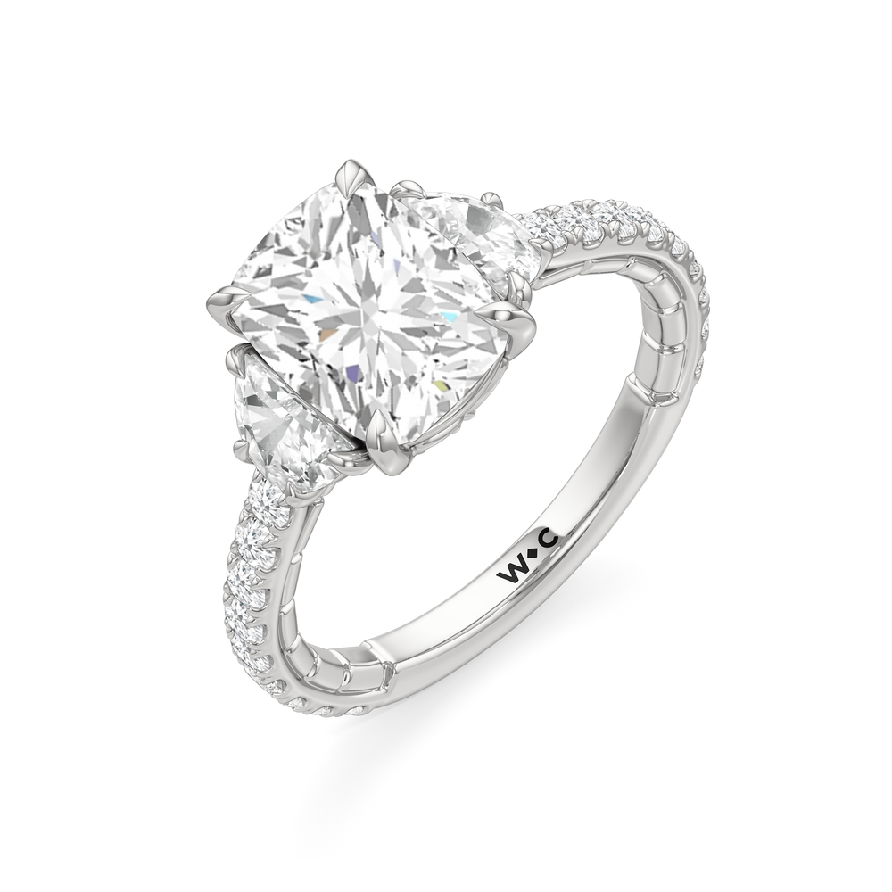 The Cobblestone Ring with Elongated Cushion Cut Diamond in 14KT Platinum view 4
