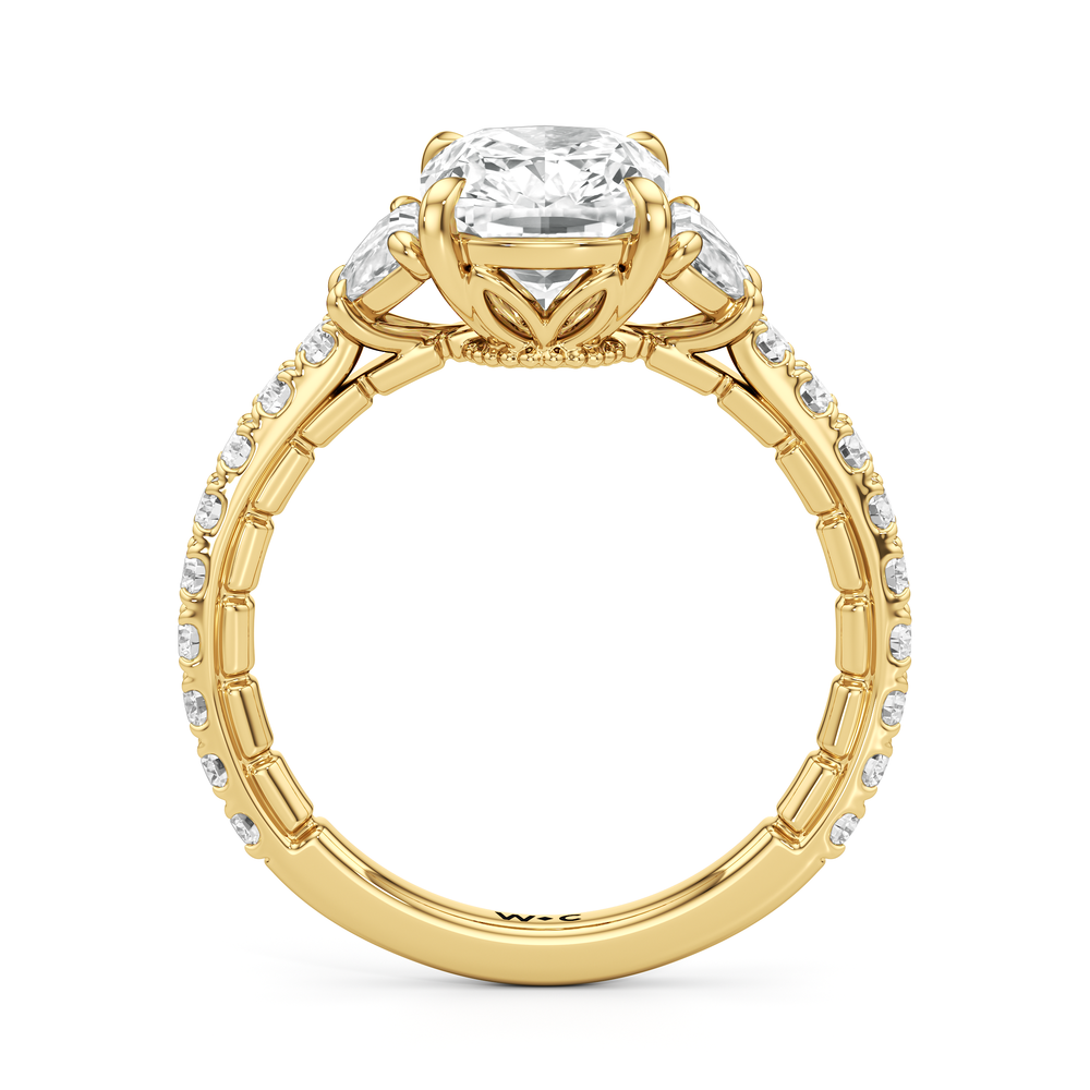 The Cobblestone Ring with Elongated Cushion Cut Diamond in 14KT Yellow Gold view 3
