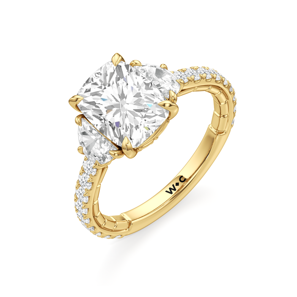 The Cobblestone Ring with Elongated Cushion Cut Diamond in 14KT Yellow Gold view 4
