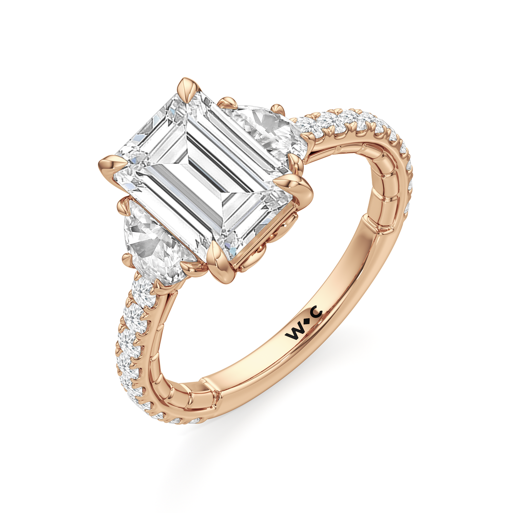 The Cobblestone Ring with Emerald Cut Diamond in 14KT Rose Gold view 4
