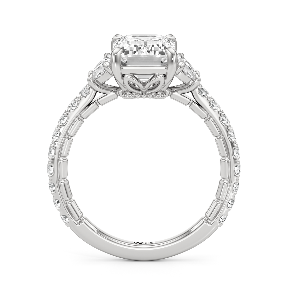 The Cobblestone Ring with Emerald Cut Diamond in 14KT Platinum view 3
