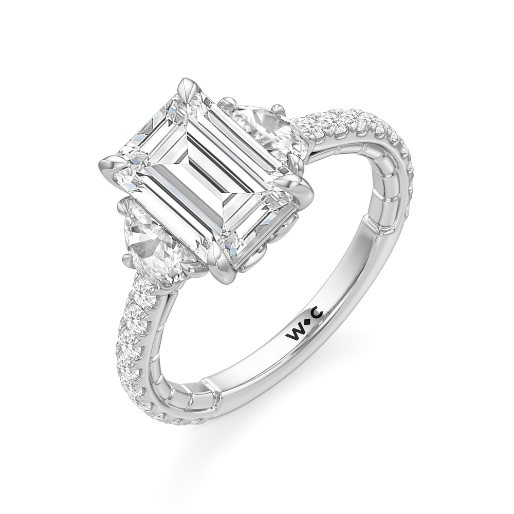 The Cobblestone Ring with Emerald Cut Diamond in 14KT Platinum view 4
