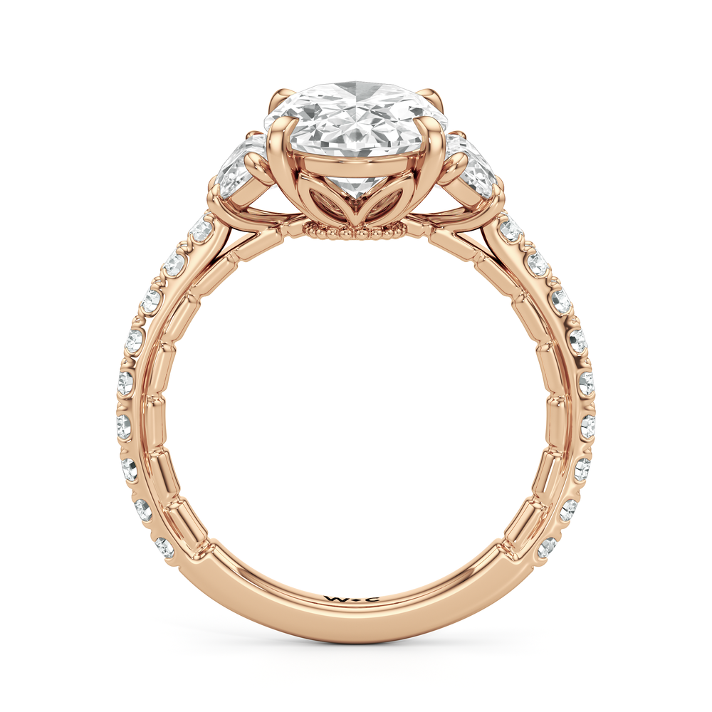 The Cobblestone Ring with Oval Cut Diamond in 14KT Rose Gold view 3
