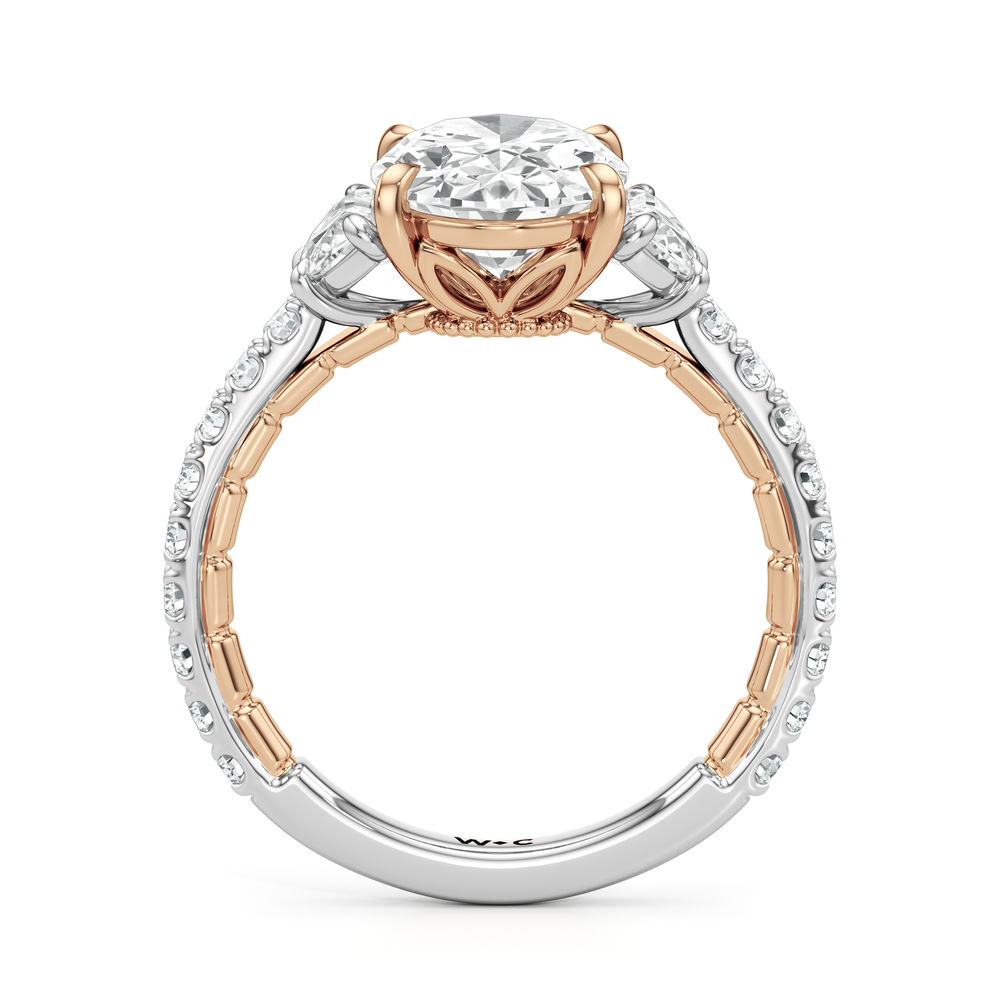 The Cobblestone Ring with Oval Cut Diamond in 14KT White & Rose Gold view 3
