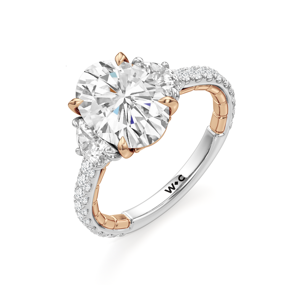 The Cobblestone Ring with Oval Cut Diamond in 14KT White & Rose Gold view 4
