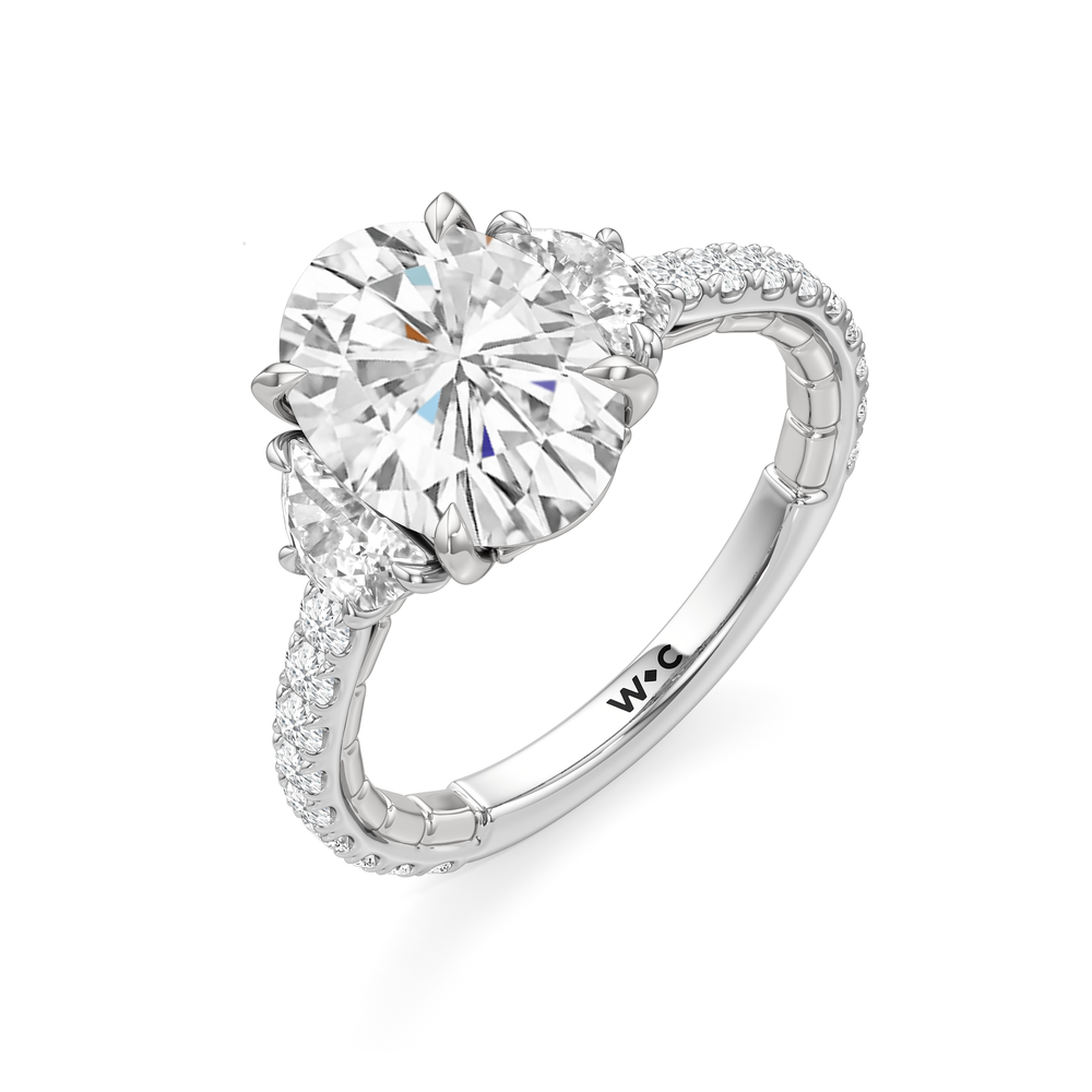 The Cobblestone Ring with Oval Cut Diamond in 14KT Platinum view 4
