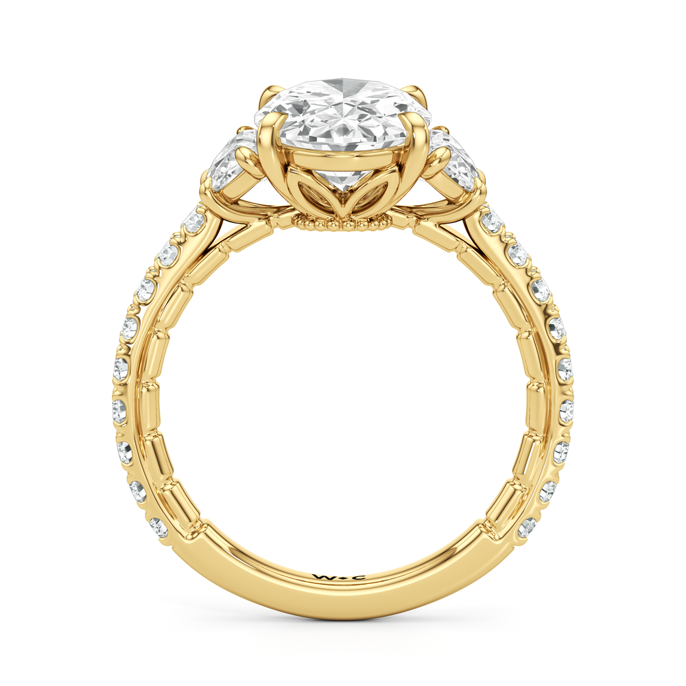 The Cobblestone Ring with Oval Cut Diamond in 14KT Yellow Gold view 3
