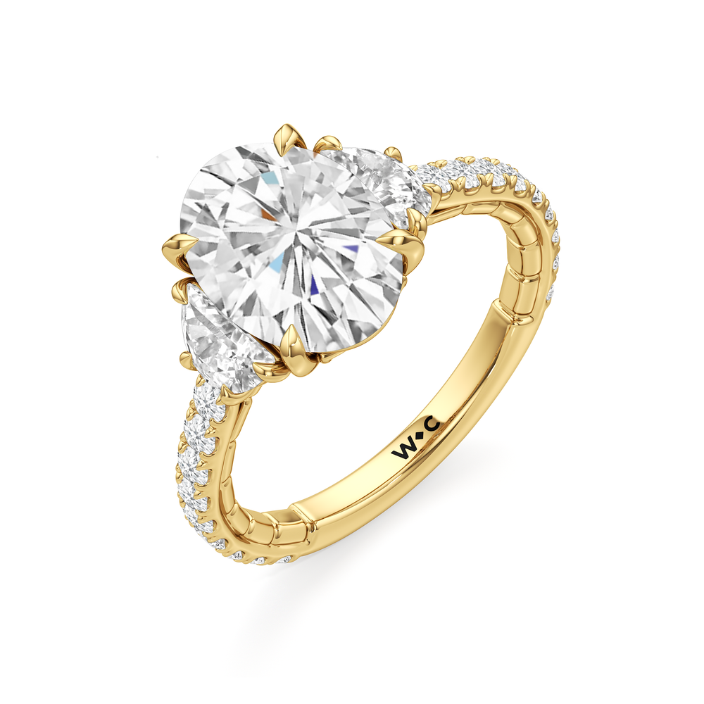 The Cobblestone Ring with Oval Cut Diamond in 14KT Yellow Gold view 4

