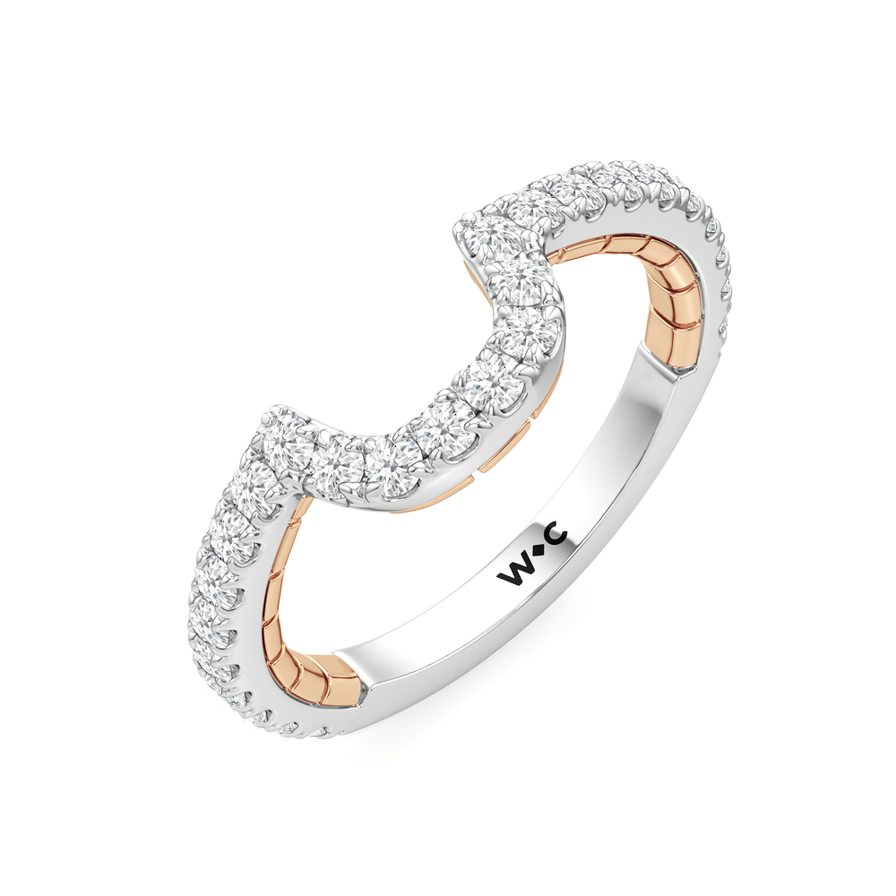 The Emblem Diamond Wedding Band with 18KT White & Rose Gold Cut Diamond in 14KT White & Rose Gold view 3
