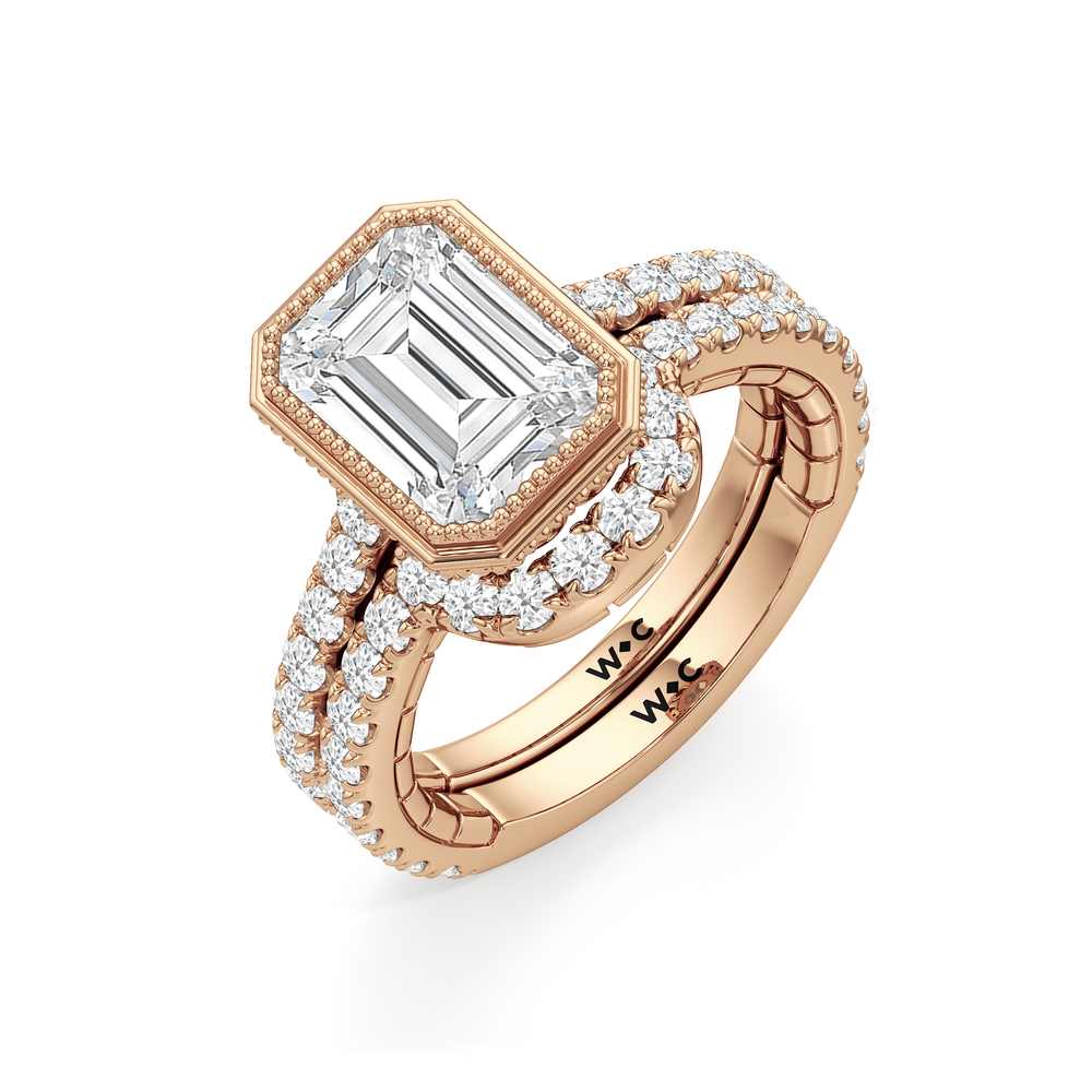 The Emblem Ring with Elongated Cushion Cut Diamond in 14KT Rose Gold view 5
