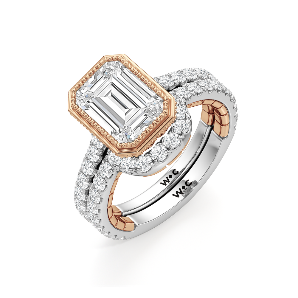 The Emblem Diamond Wedding Band with 18KT White & Rose Gold Cut Diamond in 14KT White & Rose Gold view 4
