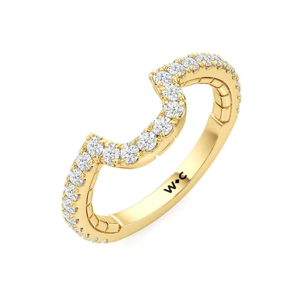 The Emblem Diamond Wedding Band with 18KT Yellow Gold Cut Diamond in 14KT Yellow Gold view 3
