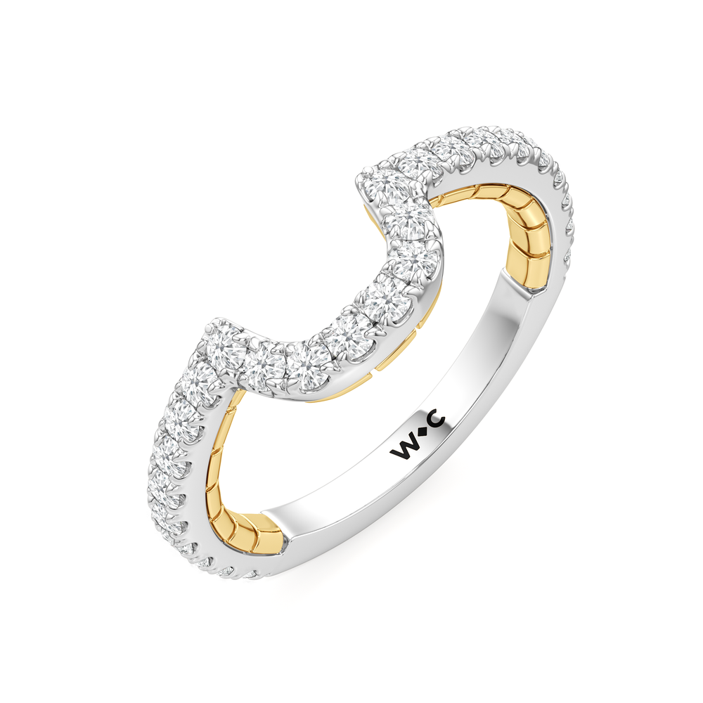 The Emblem Diamond Wedding Band with 18KT White & Yellow Gold Cut Diamond in 14KT White & Yellow Gold view 3
