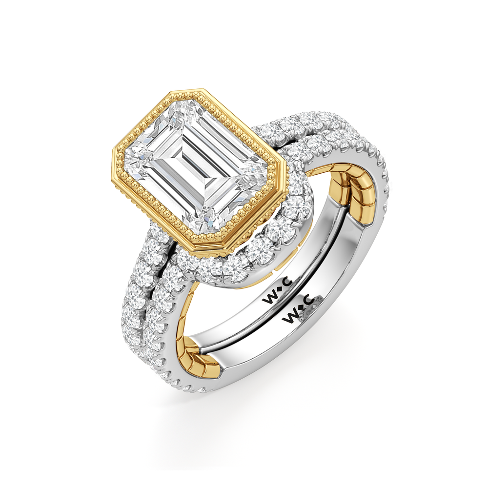 The Emblem Ring with Oval Cut Diamond in 14KT White & Yellow Gold view 5
