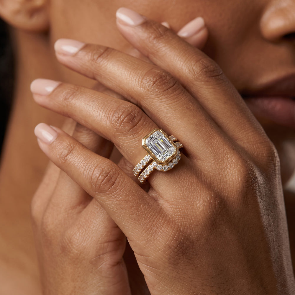 The Emblem Diamond Wedding Band with 18KT White & Yellow Gold Cut Diamond in 14KT White & Yellow Gold view 3
