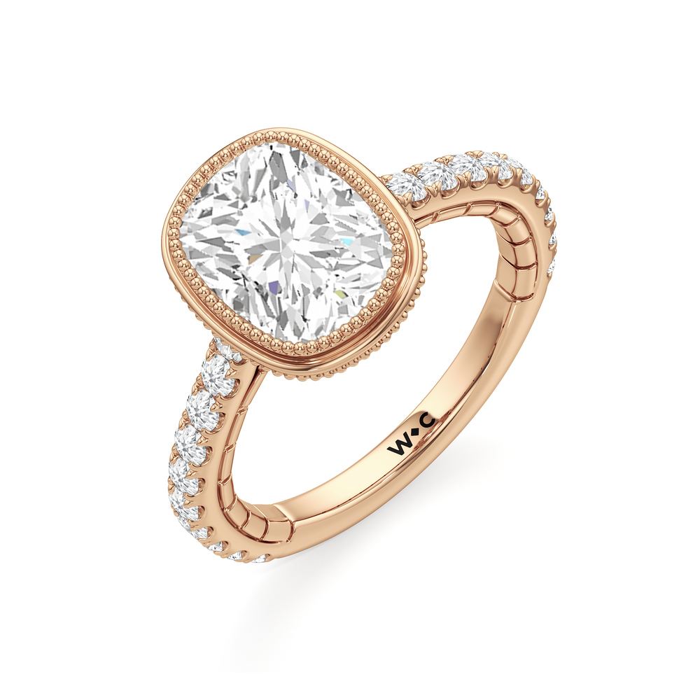 The Emblem Ring with Elongated Cushion Cut Diamond in 14KT Rose Gold view 4
