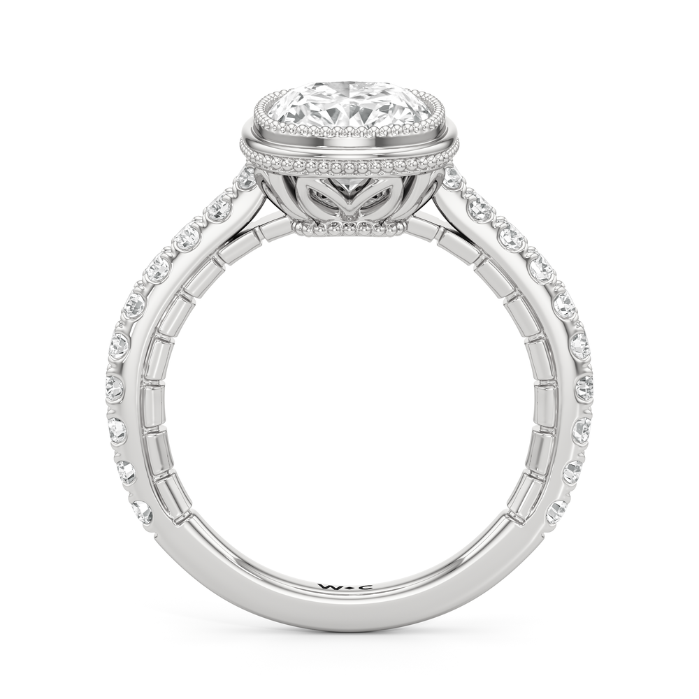 The Emblem Ring with Elongated Cushion Cut Diamond in 14KT Platinum view 3

