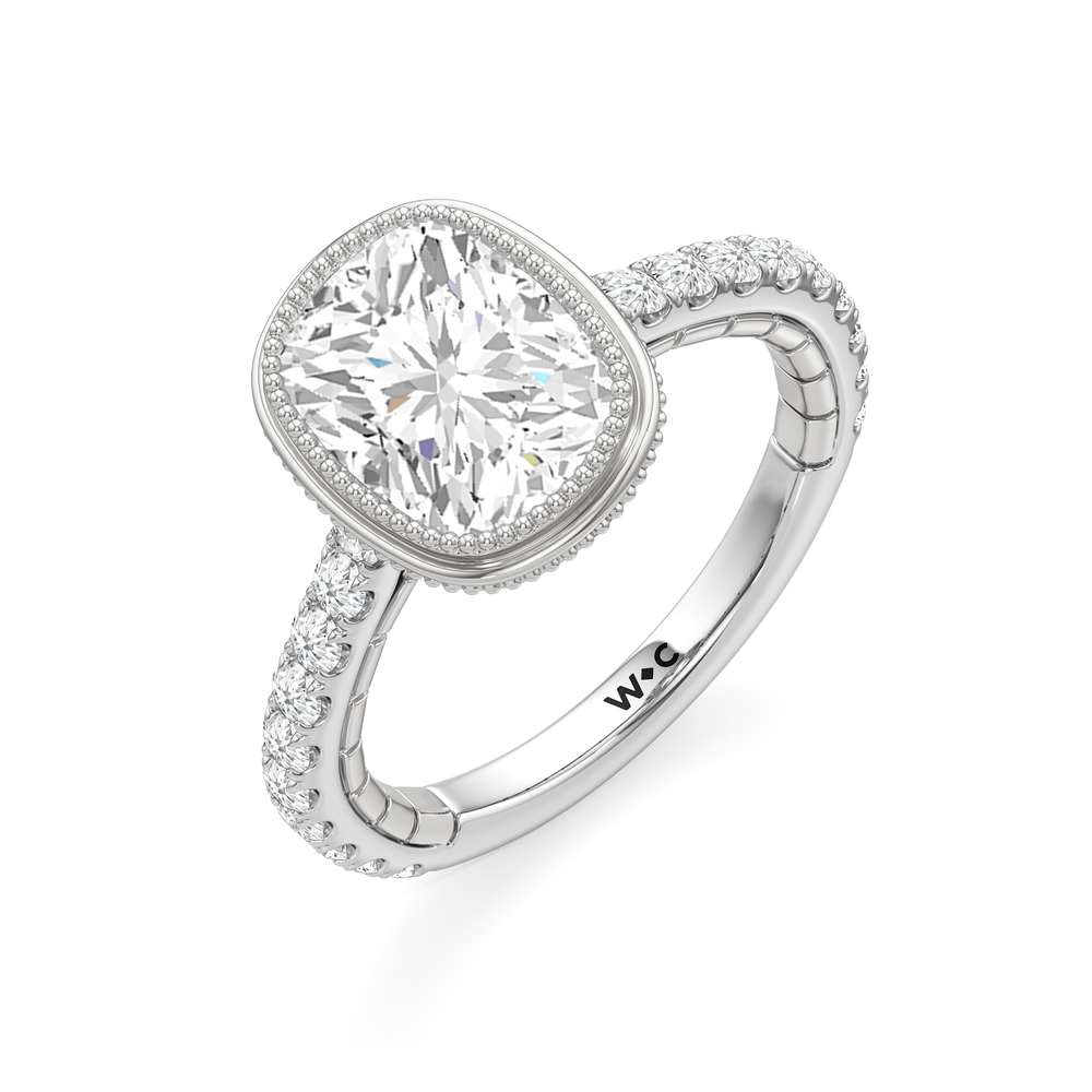 The Emblem Ring with Elongated Cushion Cut Diamond in 14KT Platinum view 4
