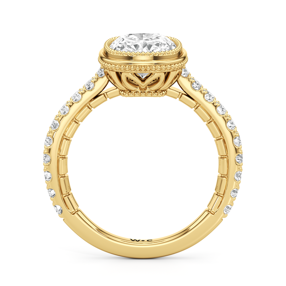 The Emblem Ring with Elongated Cushion Cut Diamond in 14KT Yellow Gold view 3
