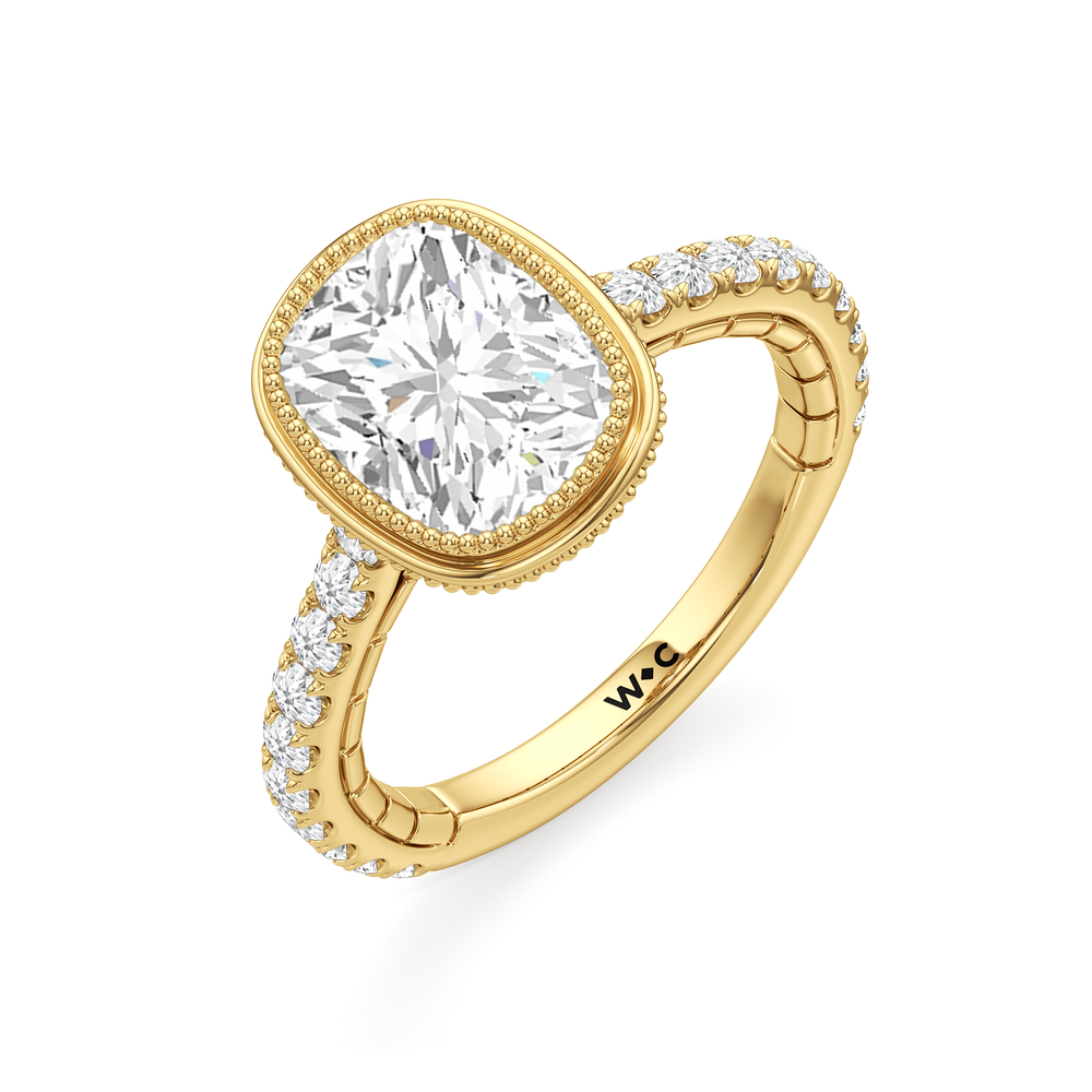 The Emblem Ring with Elongated Cushion Cut Diamond in 14KT Yellow Gold view 4
