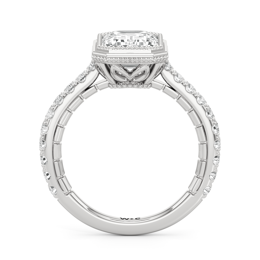 The Emblem Ring with Emerald Cut Diamond in 14KT Platinum view 3
