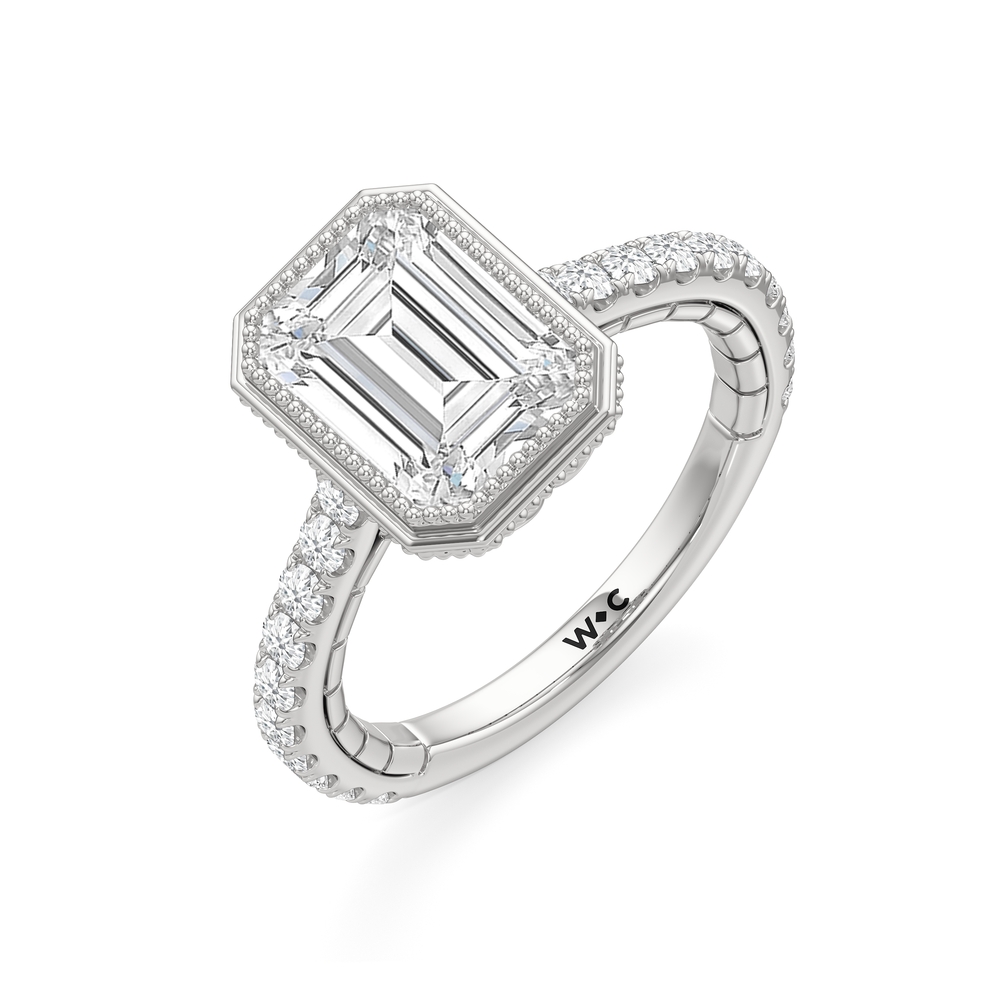 The Emblem Ring with Emerald Cut Diamond in 14KT Platinum view 4
