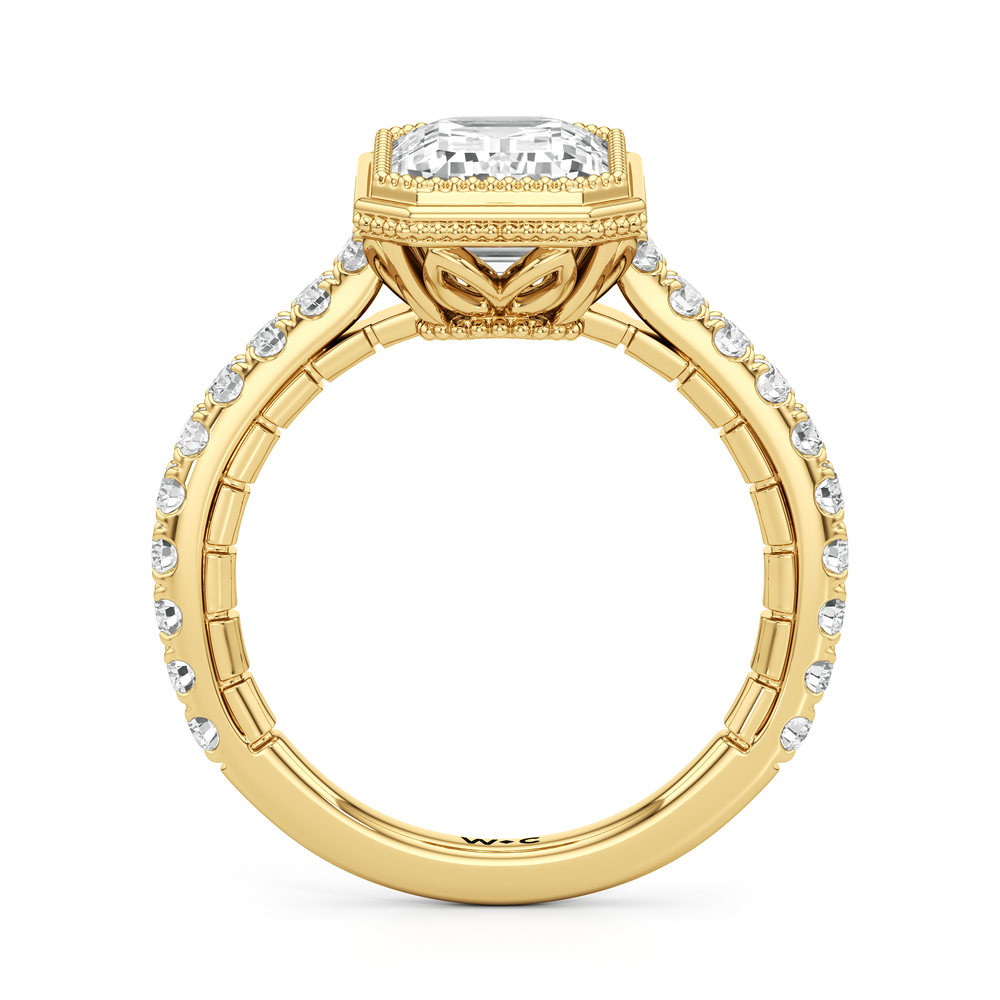 The Emblem Ring with Emerald Cut Diamond in 14KT Yellow Gold view 3
