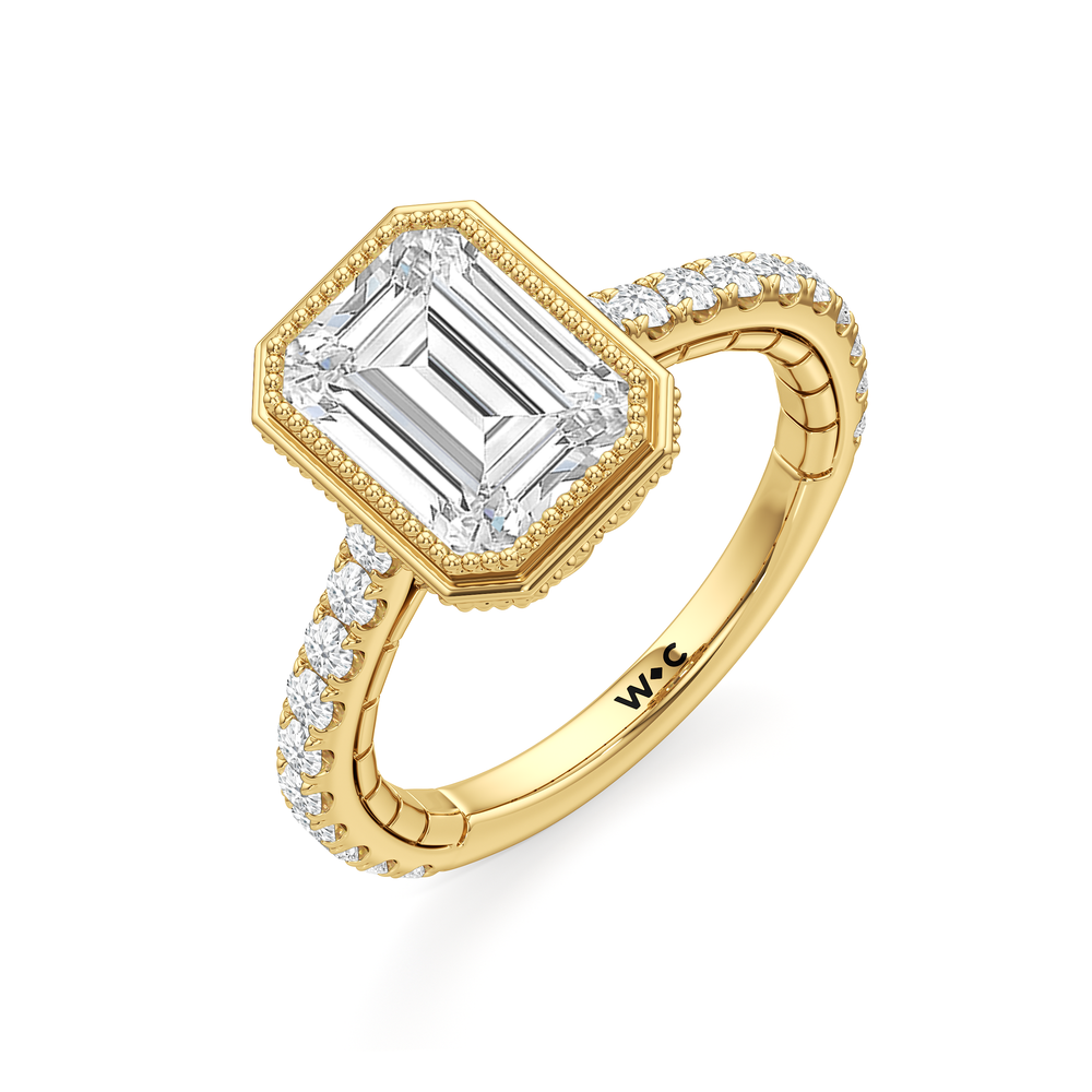 The Emblem Ring with Emerald Cut Diamond in 14KT Yellow Gold view 4
