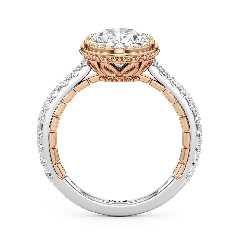 The Emblem Ring with Oval Cut Diamond in 14KT White & Rose Gold view 3
